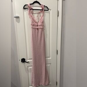 Meshki Pink  Lace Maxi Dress